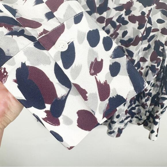 Lafayette 148 New York Size M Scottie Silk Printed Button Down Blouse Shirt - Picture 8 of 11